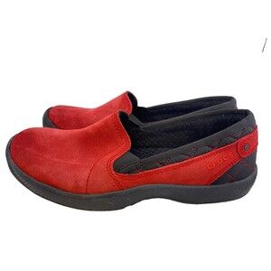 CROCS AnyWeather Women's 8.5 Red Suede Slip-On Loafers Shoes #12410 Comfort EUC